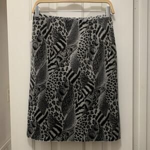 Womens M Velvet Animal Print Skirt Lined Gray Black 28” Waist Handmade